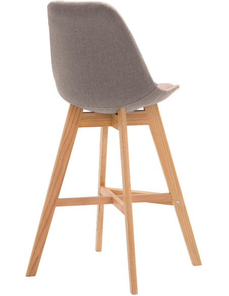 Tabouret de bar scandinave en Tissu Taupe Bois de chêne Naturel Brelon  - 4