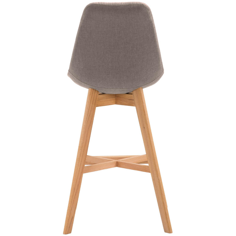Tabouret de bar scandinave en Tissu Taupe Bois de chêne Naturel Brelon  - 5