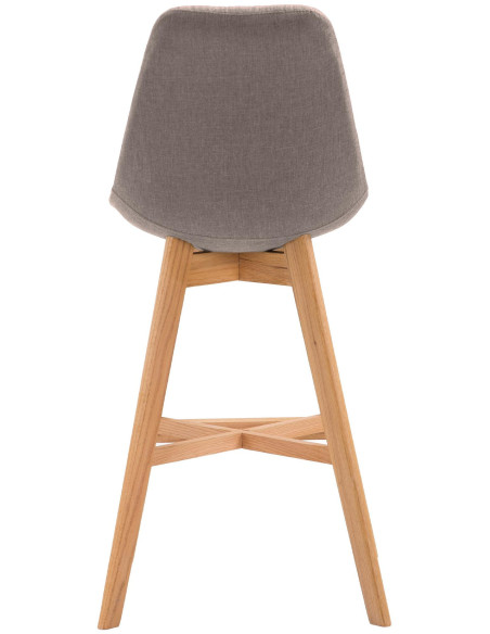 Tabouret de bar scandinave en Tissu Taupe Bois de chêne Naturel Brelon  - 5