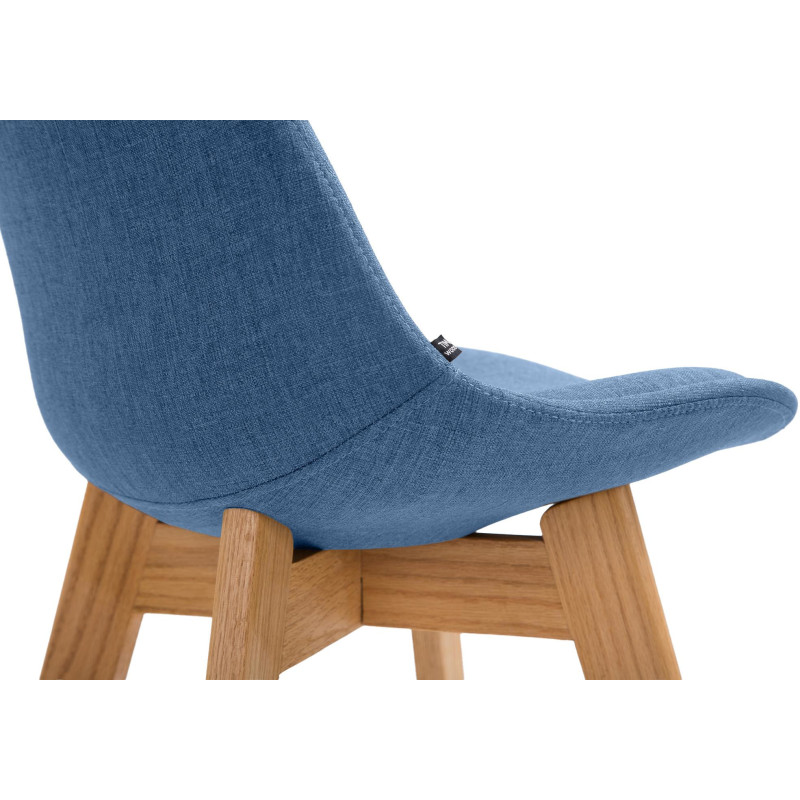 Tabouret de bar scandinave en Tissu Bleu Bois de chêne Naturel Brelon  - 2