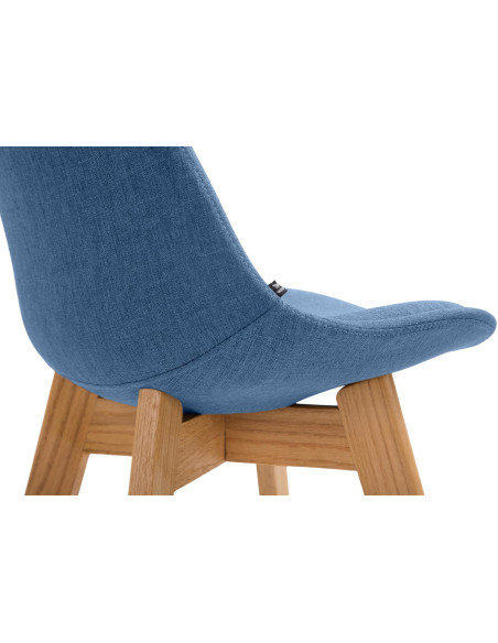 Tabouret de bar scandinave en Tissu Bleu Bois de chêne Naturel Brelon  - 2