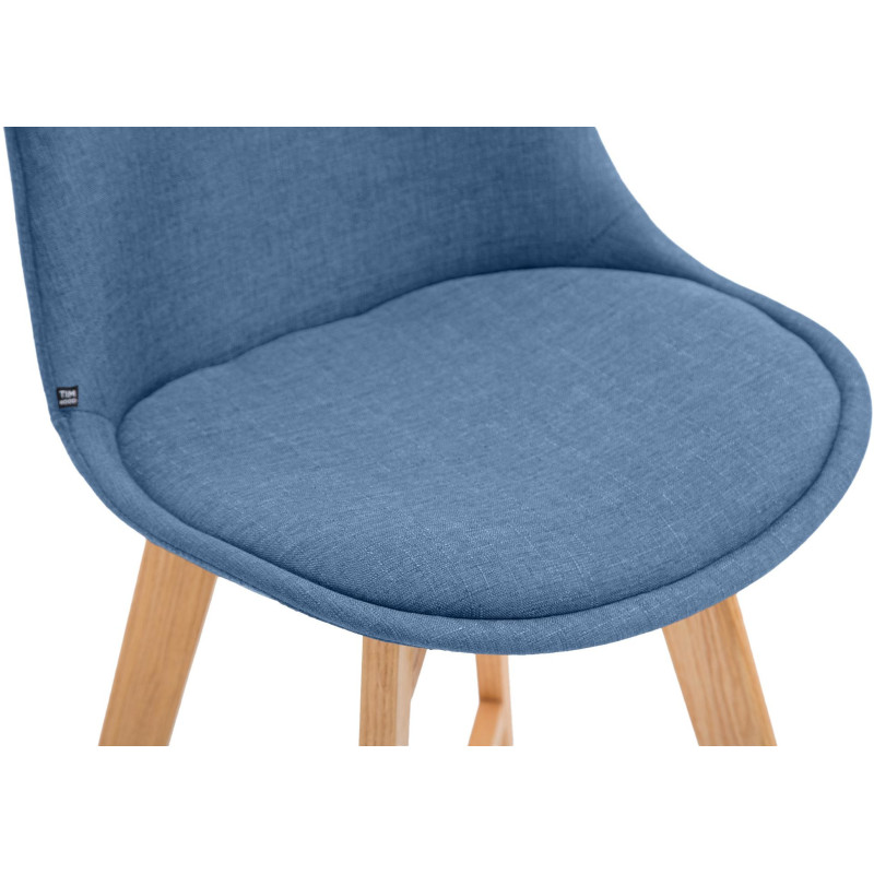 Tabouret de bar scandinave en Tissu Bleu Bois de chêne Naturel Brelon  - 3