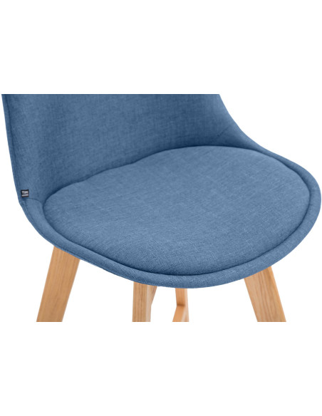 Tabouret de bar scandinave en Tissu Bleu Bois de chêne Naturel Brelon  - 3
