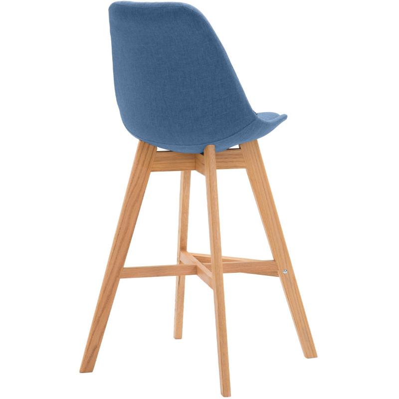 Tabouret de bar scandinave en Tissu Bleu Bois de chêne Naturel Brelon  - 4