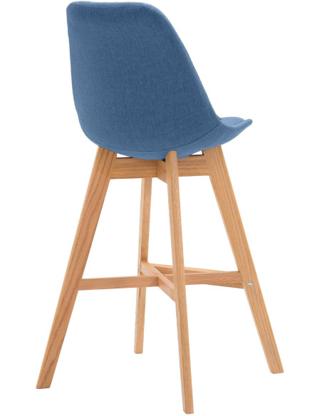 Tabouret de bar scandinave en Tissu Bleu Bois de chêne Naturel Brelon  - 4