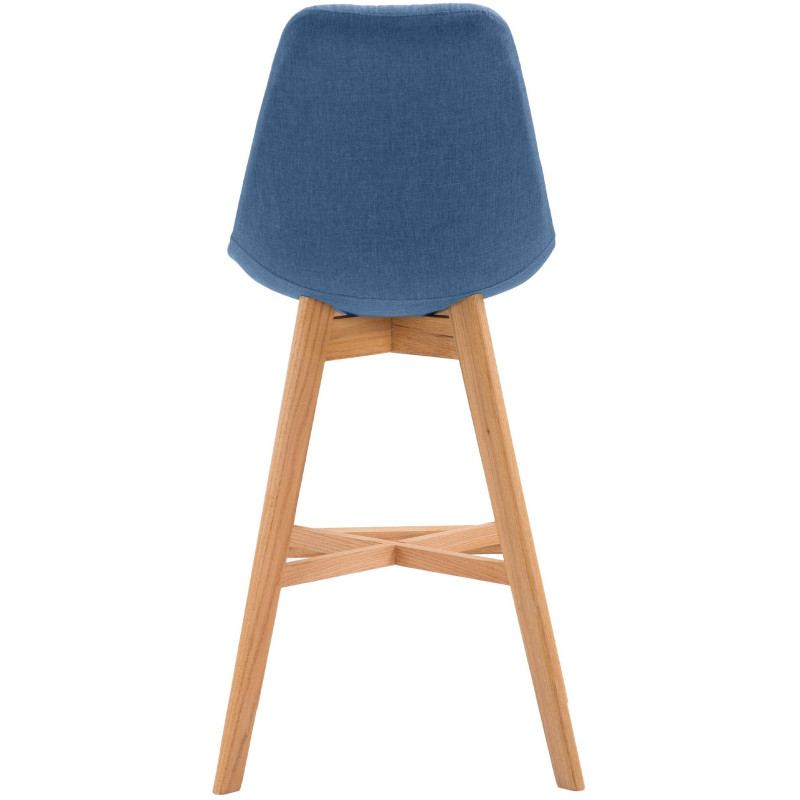Tabouret de bar scandinave en Tissu Bleu Bois de chêne Naturel Brelon  - 5