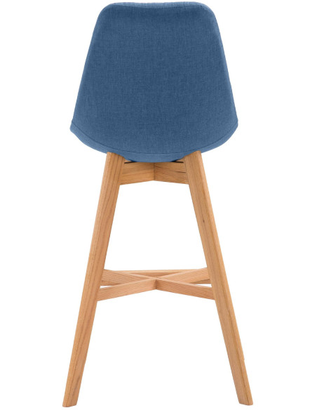 Tabouret de bar scandinave en Tissu Bleu Bois de chêne Naturel Brelon  - 5
