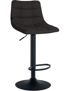 Tabouret de bar réglable matelassé en Tissu Noir Métal Noir Léon - 1