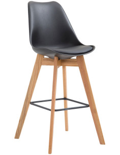 Tabouret de bar scandinave en Polypropylène Noir Bois de chêne Naturel Melvon  - 1