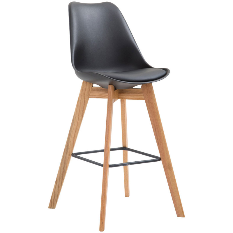 Tabouret de bar scandinave en Polypropylène Noir Bois de chêne Naturel Melvon  - 1