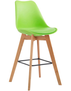 Tabouret de bar scandinave en Polypropylène Vert Bois de chêne Naturel Melvon  - 1