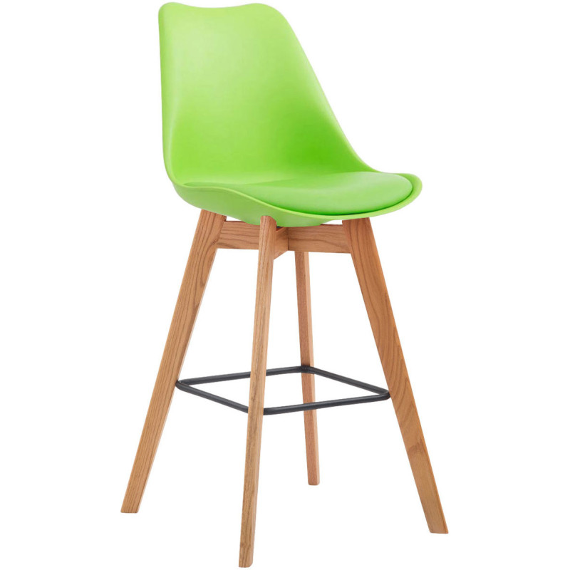 Tabouret de bar scandinave en Polypropylène Vert Bois de chêne Naturel Melvon  - 1