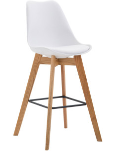 Tabouret de bar scandinave en Polypropylène Blanc Bois de chêne Naturel Melvon  - 1