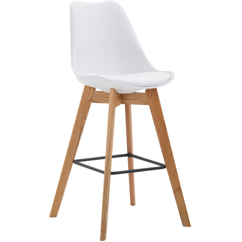 Tabouret de bar scandinave en Polypropylène Blanc Bois de chêne Naturel Melvon  - 1