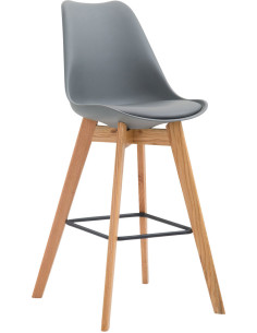 Tabouret de bar scandinave en Polypropylène Gris Bois de chêne Naturel Melvon - 1