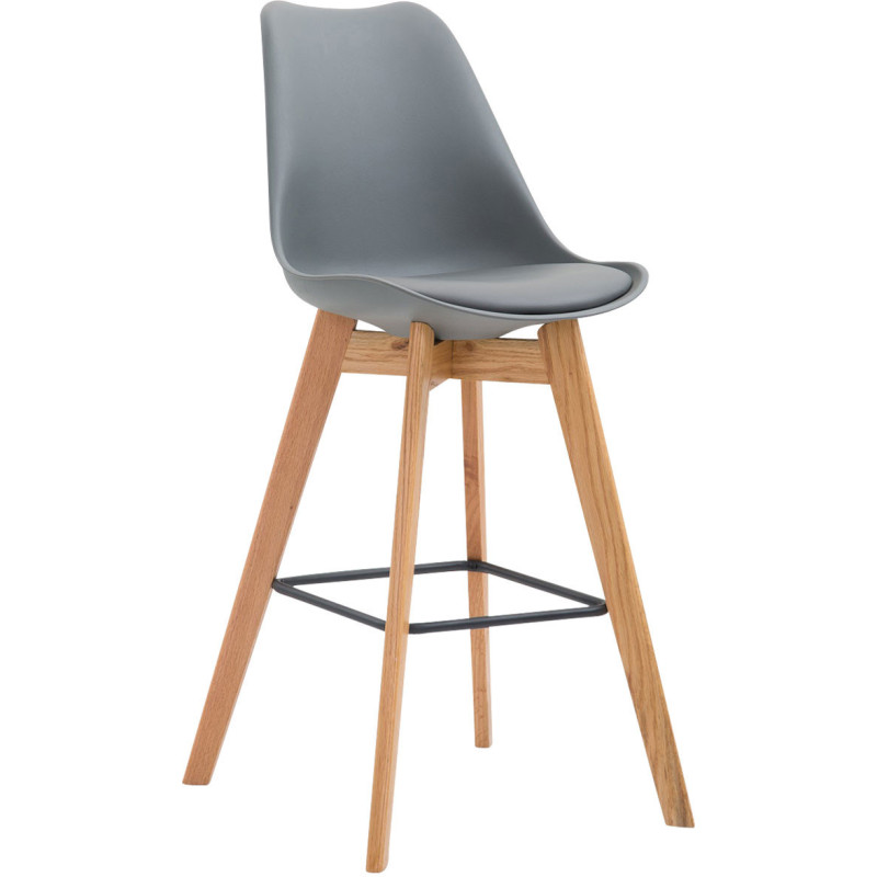 Tabouret de bar scandinave en Polypropylène Gris Bois de chêne Naturel Melvon - 1
