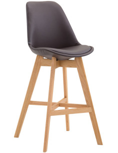 Tabouret de bar scandinave en Polyuréthane Marron Bois de chêne Naturel Brelon  - 1