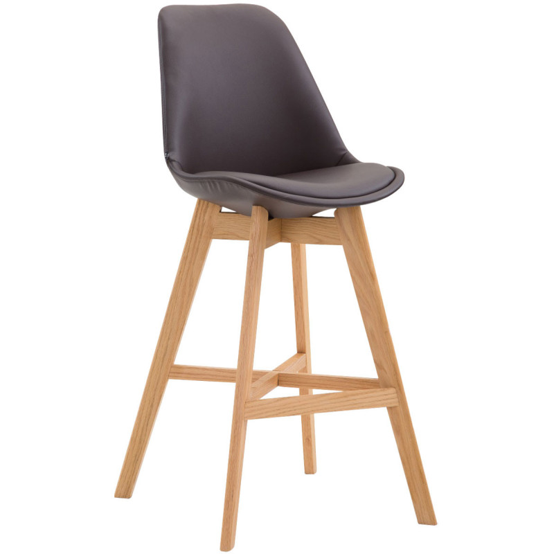Tabouret de bar scandinave en Polyuréthane Marron Bois de chêne Naturel Brelon  - 1