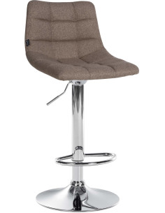Tabouret de bar réglable matelassé en Tissu Taupe Métal Argenté Léon - 1