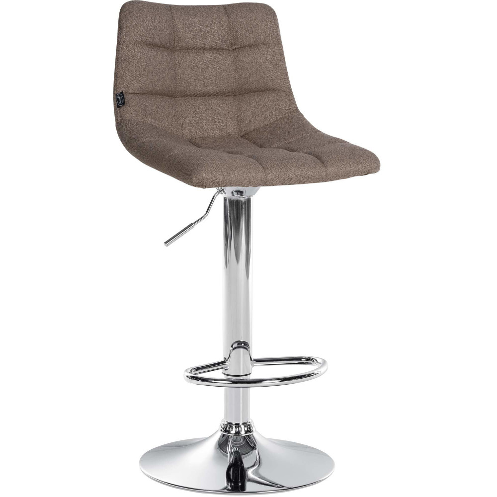 Tabouret de bar réglable matelassé en Tissu Taupe Métal Argenté Léon - 1