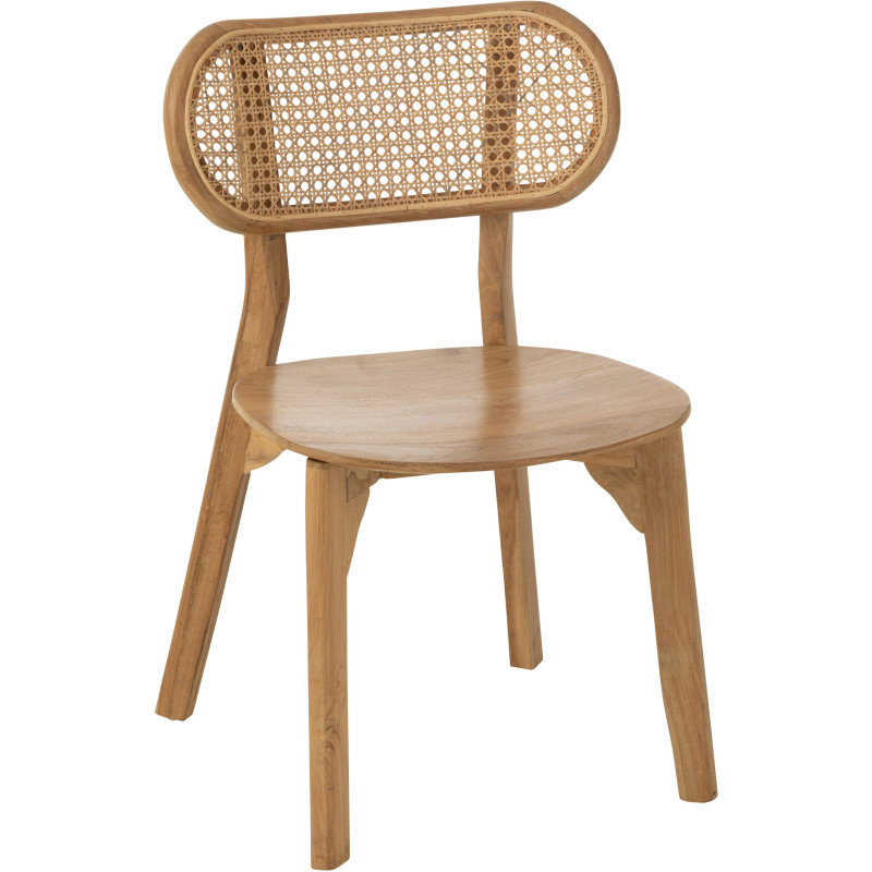 Chaise en Bois de teck Naturel Rotin Naturel Cacahouète - 1