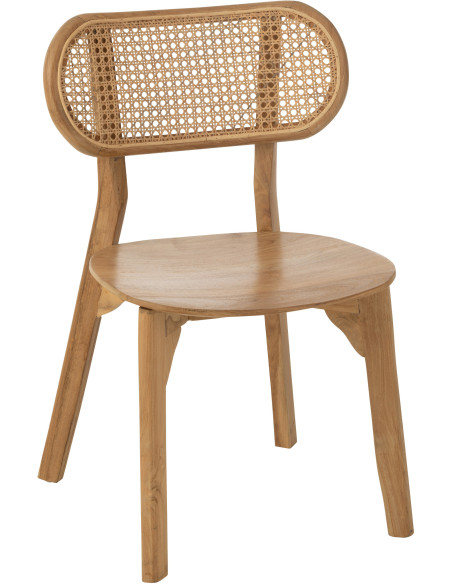 Chaise en Bois de teck Naturel Rotin Naturel Cacahouète - 1