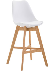 Tabouret de bar scandinave en Polypropylène Blanc Bois de chêne Naturel Brelon  - 1