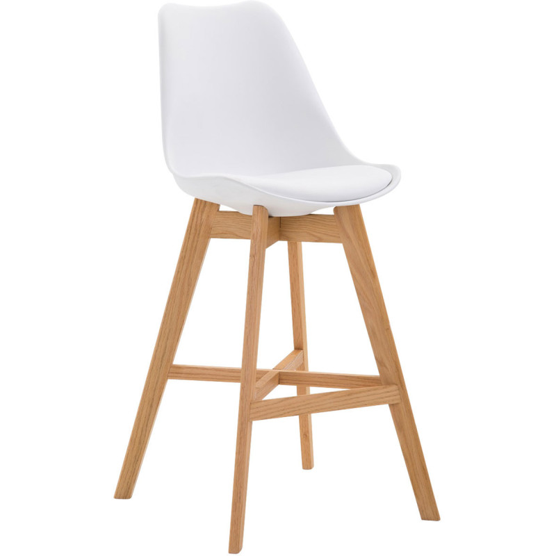Tabouret de bar scandinave en Polypropylène Blanc Bois de chêne Naturel Brelon  - 1