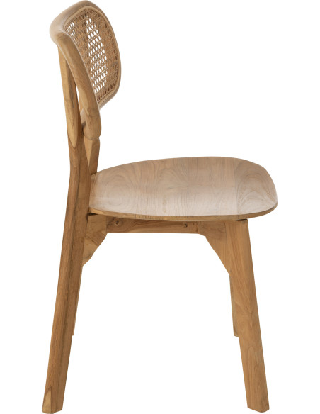 Chaise en Bois de teck Naturel Rotin Naturel Cacahouète - 3