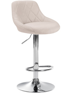 Tabouret de bar moderne chic en Tissu Blanc crème Métal Argenté Zerion - 1