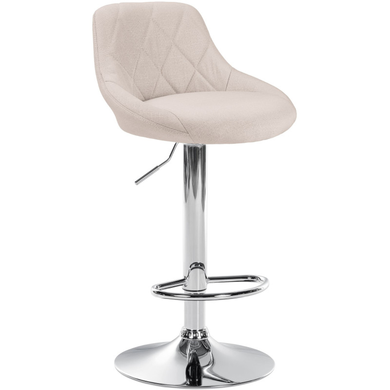 Tabouret de bar moderne chic en Tissu Blanc crème Métal Argenté Zerion - 1