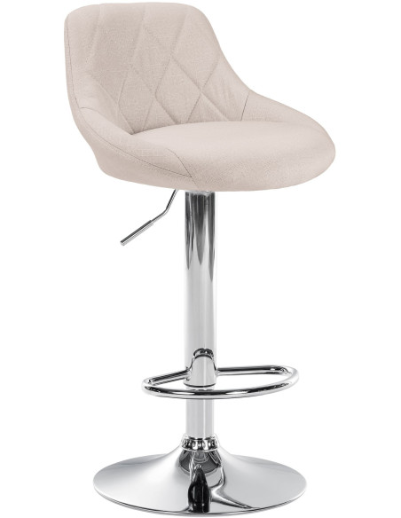 Tabouret de bar moderne chic en Tissu Blanc crème Métal Argenté Zerion - 1