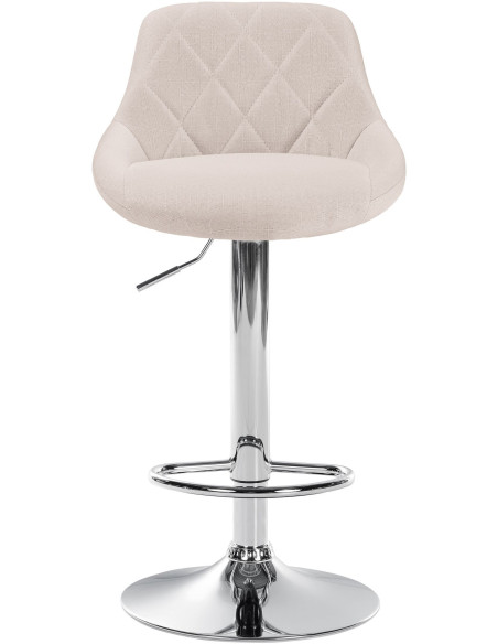 Tabouret de bar moderne chic en Tissu Blanc crème Métal Argenté Zerion - 2