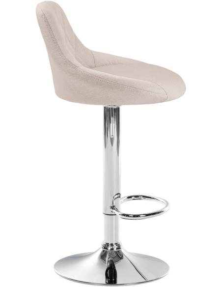 Tabouret de bar moderne chic en Tissu Blanc crème Métal Argenté Zerion - 3