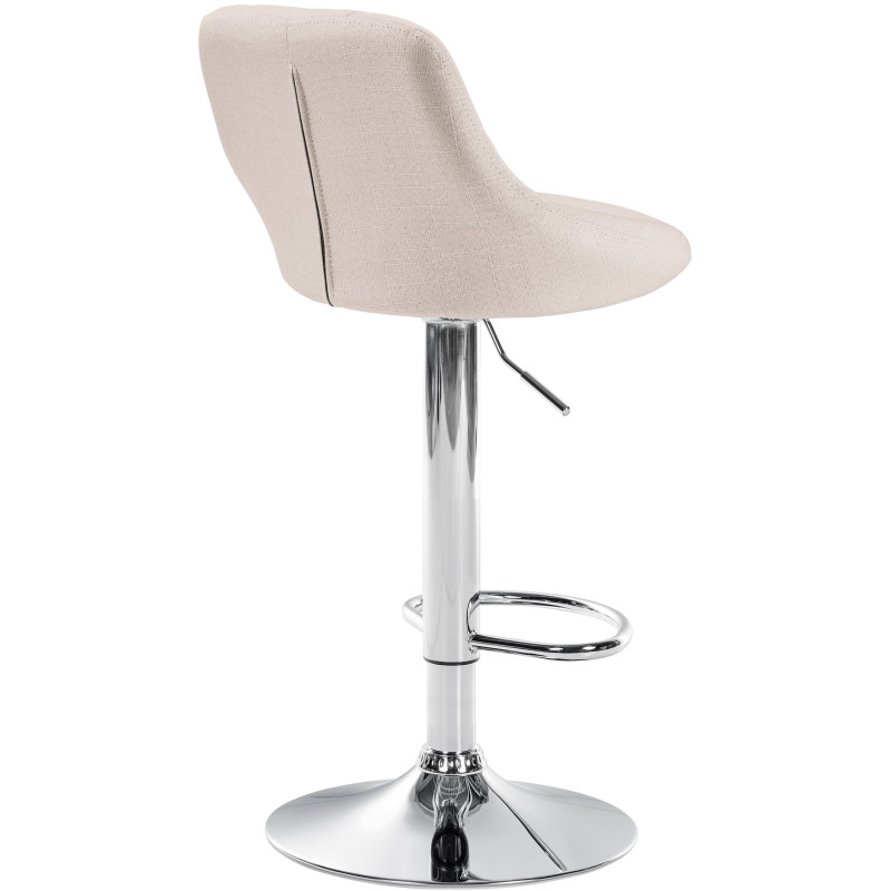 Tabouret de bar moderne chic en Tissu Blanc crème Métal Argenté Zerion - 4