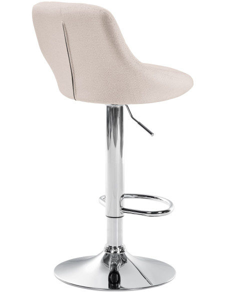 Tabouret de bar moderne chic en Tissu Blanc crème Métal Argenté Zerion - 4
