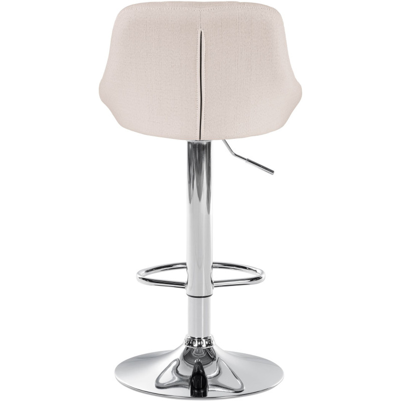 Tabouret de bar moderne chic en Tissu Blanc crème Métal Argenté Zerion - 5