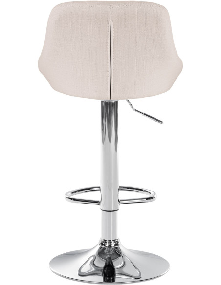 Tabouret de bar moderne chic en Tissu Blanc crème Métal Argenté Zerion - 5
