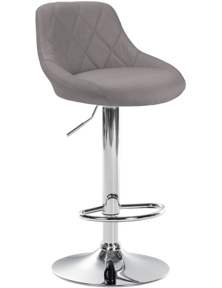 Tabouret de bar moderne chic en Tissu Gris Métal Argenté Zerion - 1