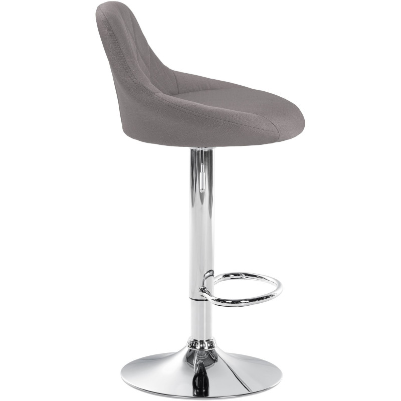 Tabouret de bar moderne chic en Tissu Gris Métal Argenté Zerion - 3