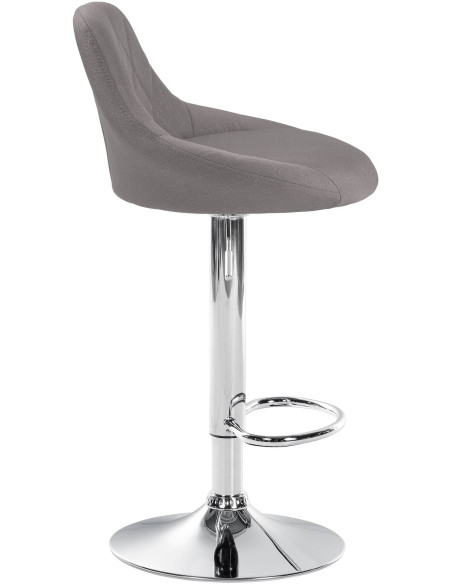 Tabouret de bar moderne chic en Tissu Gris Métal Argenté Zerion - 3