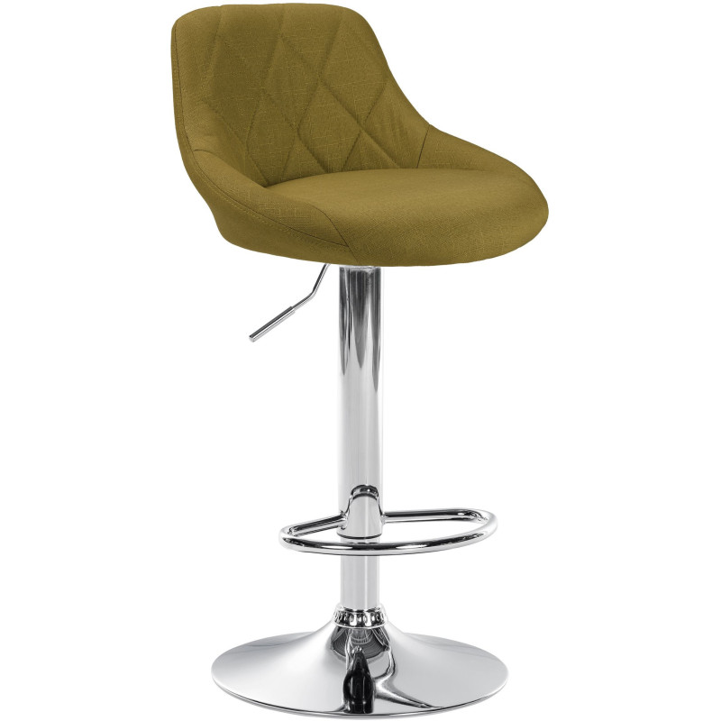 Tabouret de bar moderne chic en Tissu Vert Métal Argenté Zerion - 1