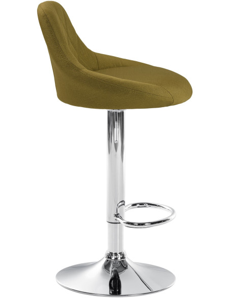 Tabouret de bar moderne chic en Tissu Vert Métal Argenté Zerion - 3