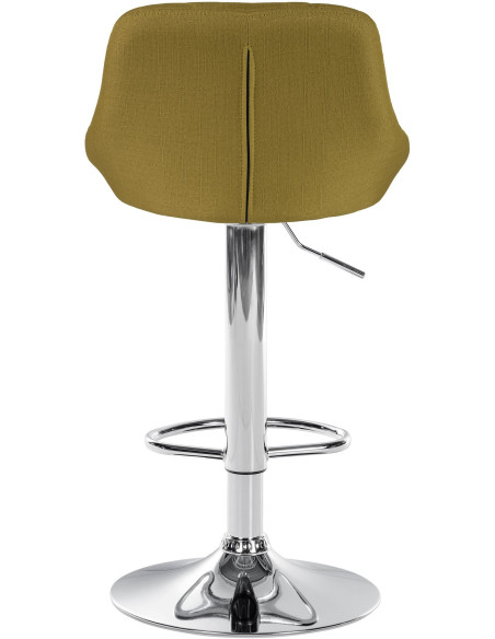 Tabouret de bar moderne chic en Tissu Vert Métal Argenté Zerion - 5