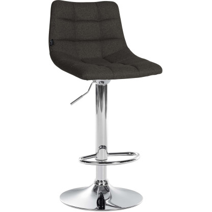 Tabouret de bar réglable matelassé en Tissu Gris foncé Métal Argenté Léon - 1