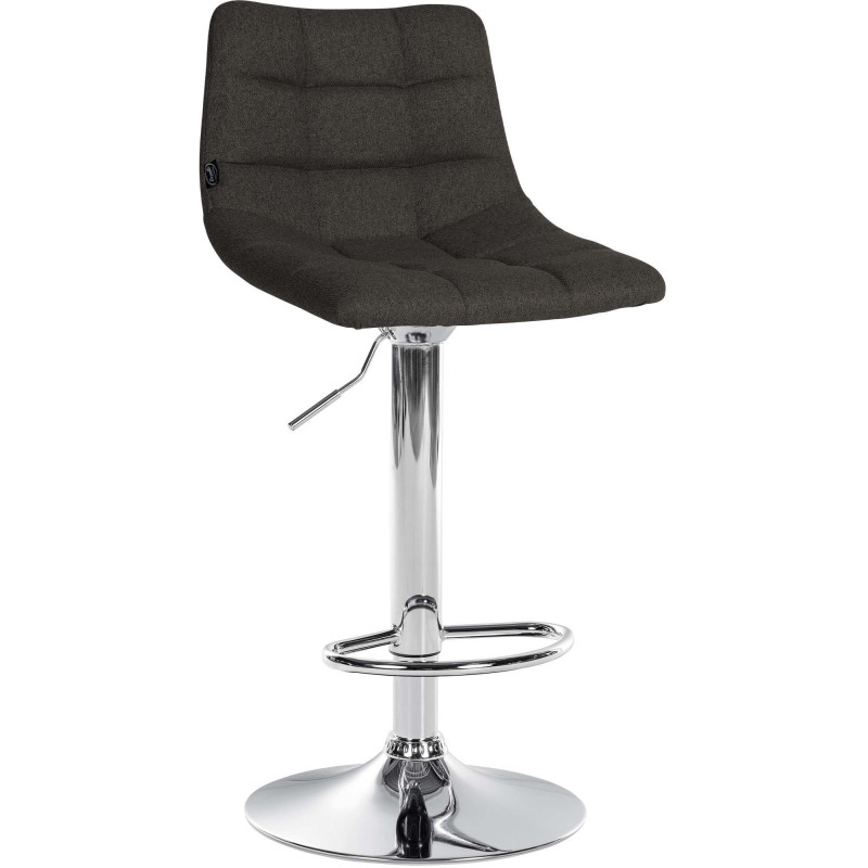 Tabouret de bar réglable matelassé en Tissu Gris foncé Métal Argenté Léon - 1