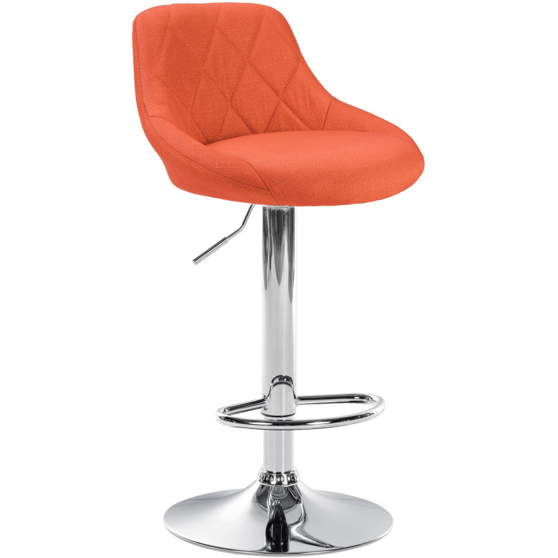 Tabouret de bar moderne chic en Tissu Orange Métal Argenté Zerion - 1