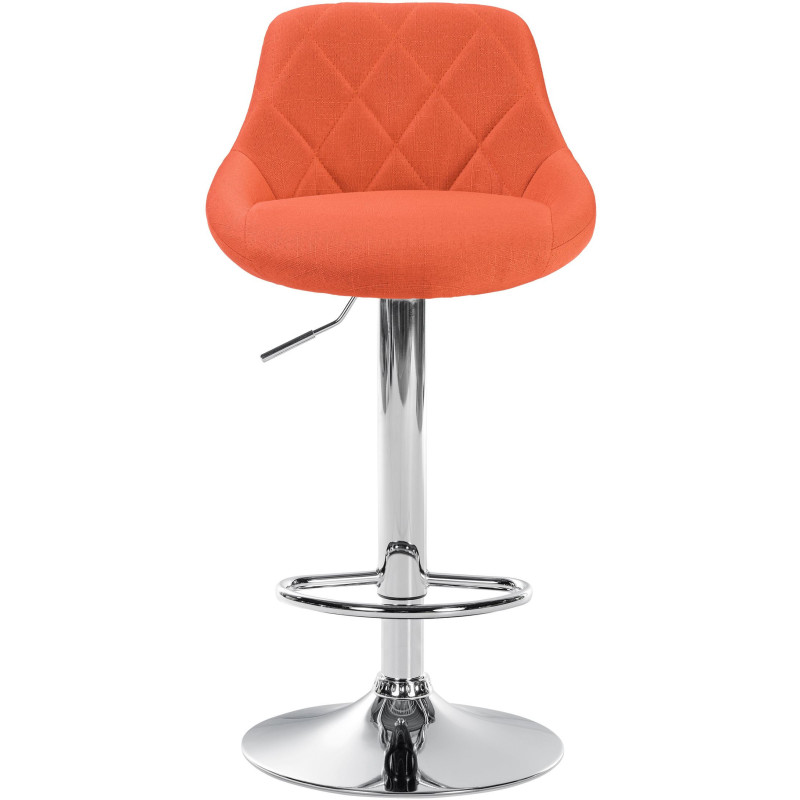 Tabouret de bar moderne chic en Tissu Orange Métal Argenté Zerion - 2