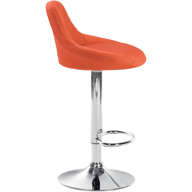 Tabouret de bar moderne chic en Tissu Orange Métal Argenté Zerion - 3
