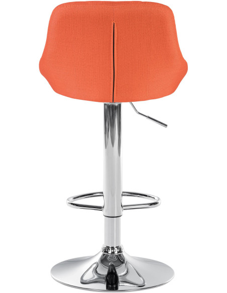 Tabouret de bar moderne chic en Tissu Orange Métal Argenté Zerion - 5